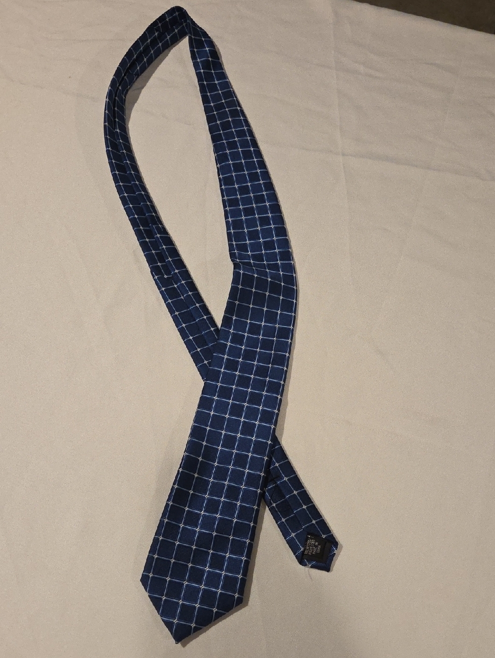 Jones New York Navy and White Windowpane Tie